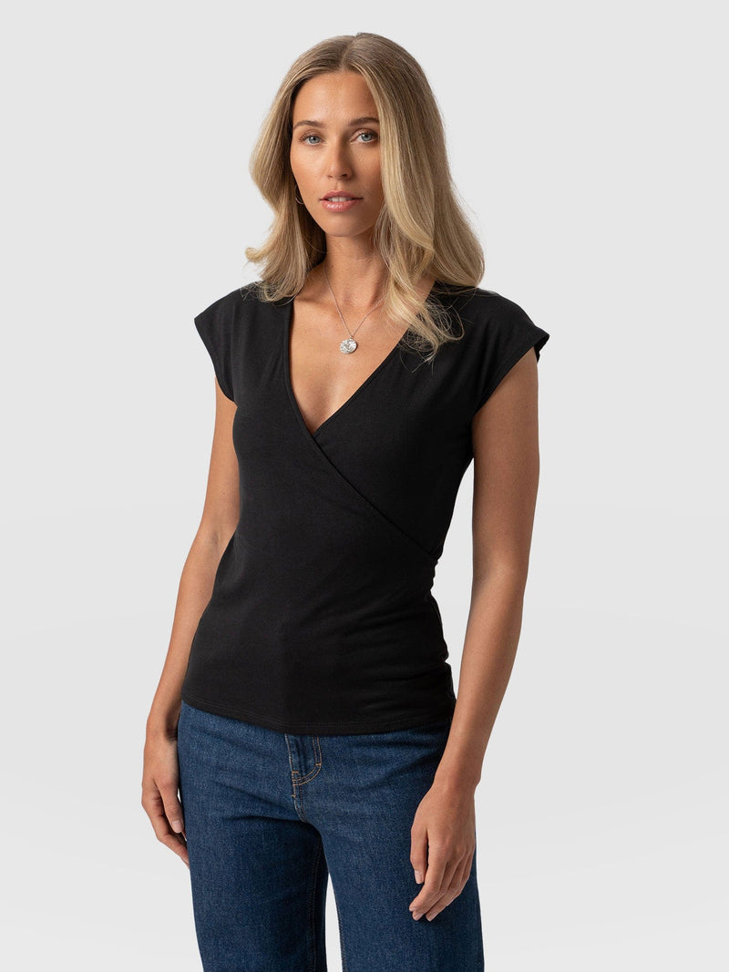 Rosa Wrap Tee - Black