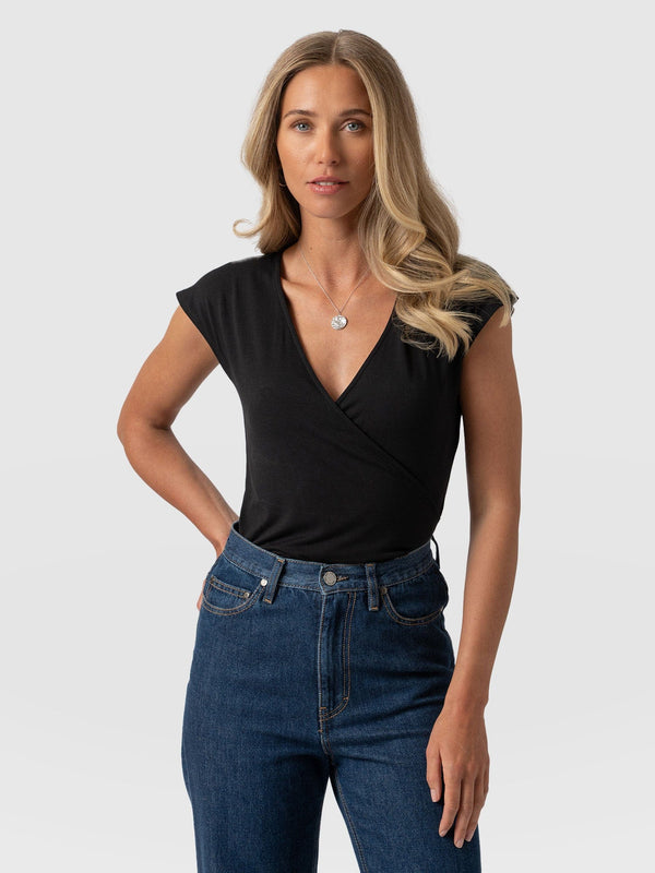 Rosa Wrap Tee - Black