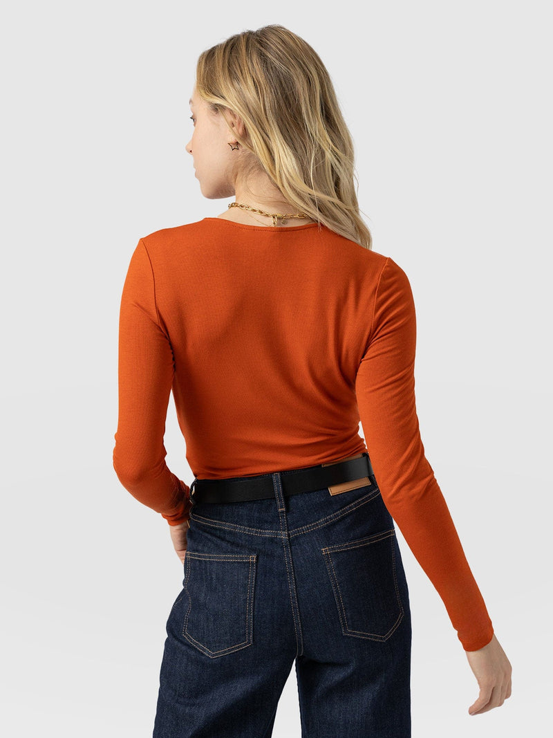 Rosa Wrap Tee Long Sleeve - Amber