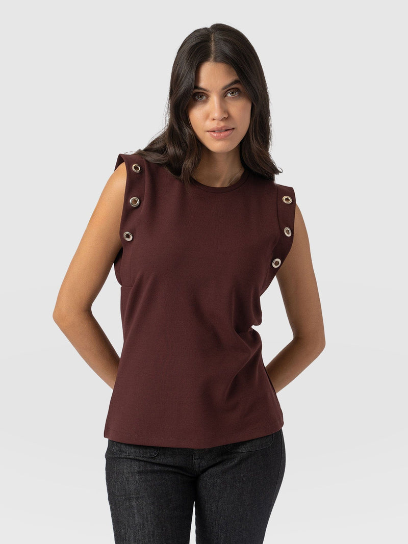 Rowan Tee - Maroon Eyelet