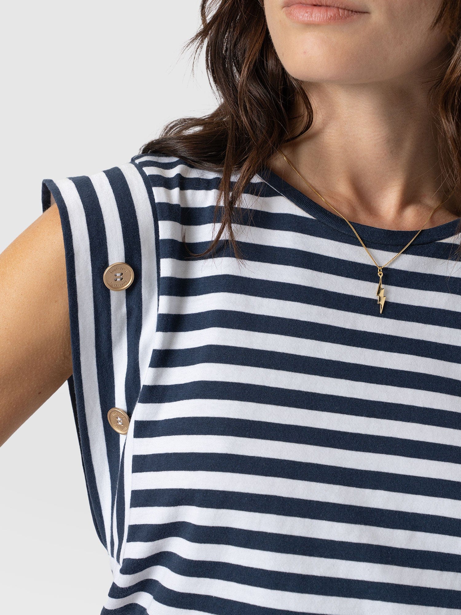 Rowan Tee Navy Stripe - Women's T-Shirts | Saint + Sofia® UK