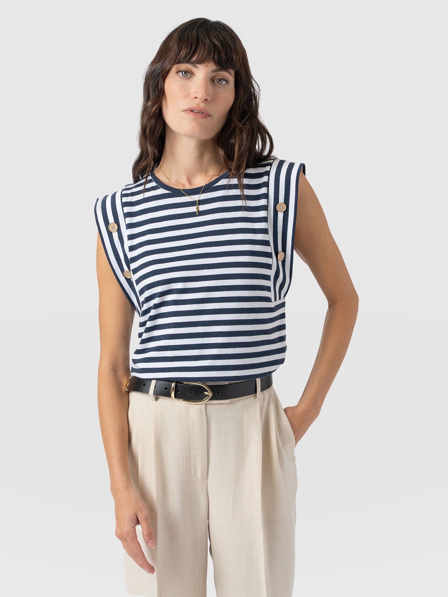 Rowan Tee Navy Stripe - Women's T-Shirts | Saint + Sofia® UK