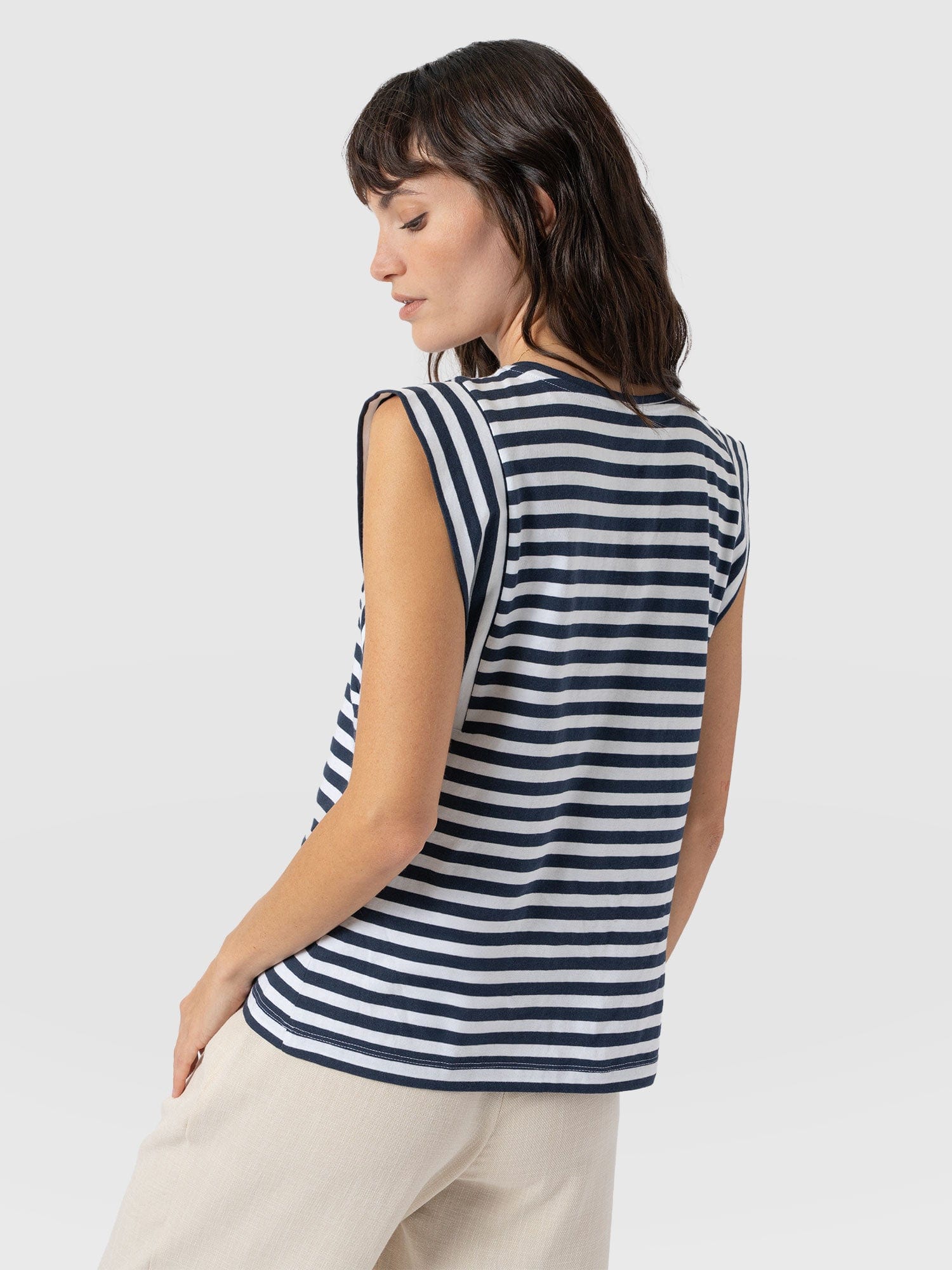 Rowan Tee Navy Stripe - Women's T-Shirts | Saint + Sofia® UK