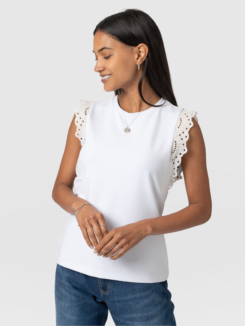 Rowan Tee - White Broderie