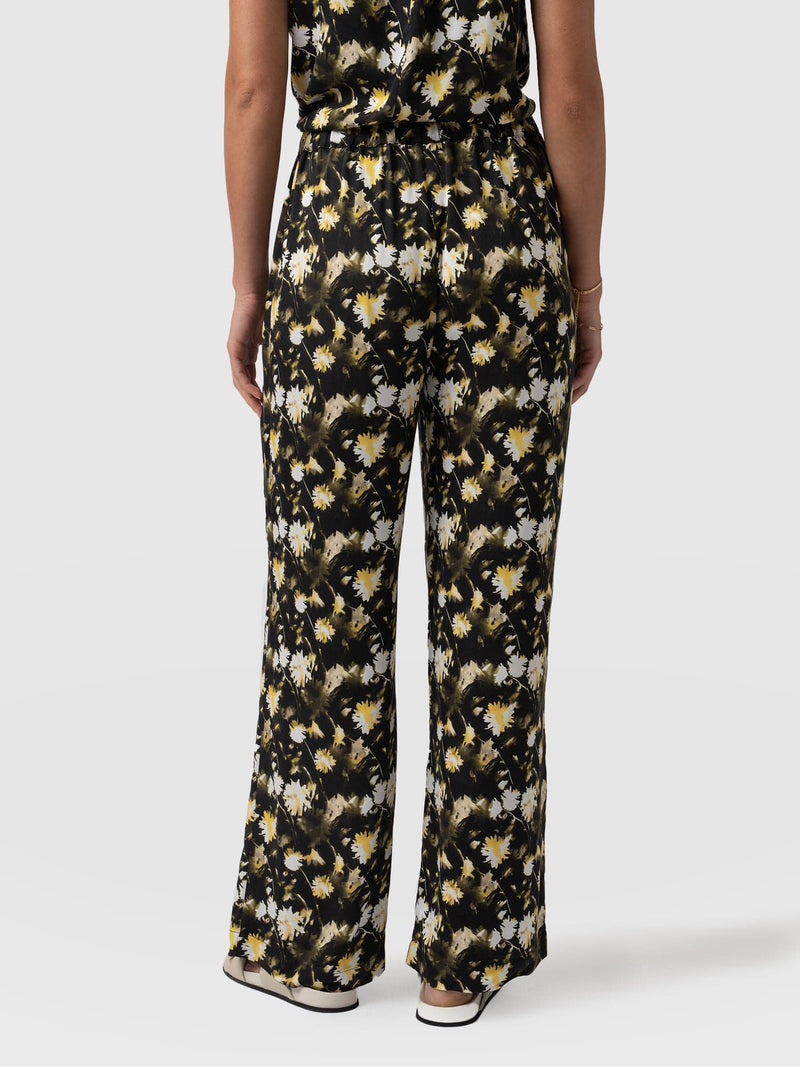 Rowan Wide Leg Pant - Black Daisy Floral