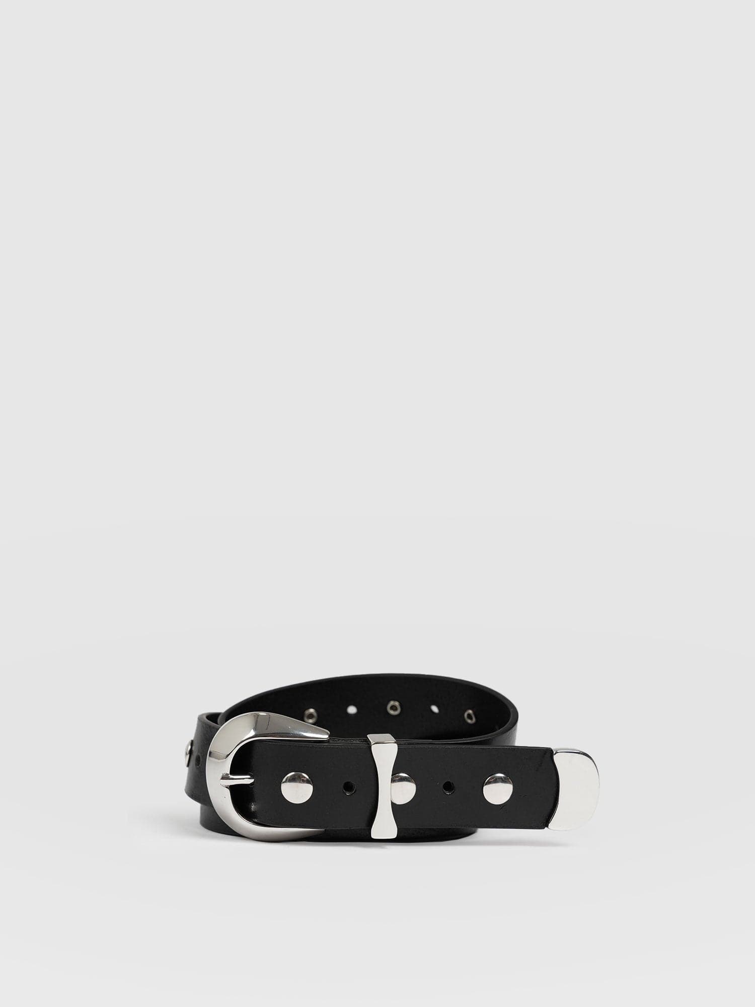 Roxie Studded Belt Black - Leather Belts | Saint + Sofia® UK