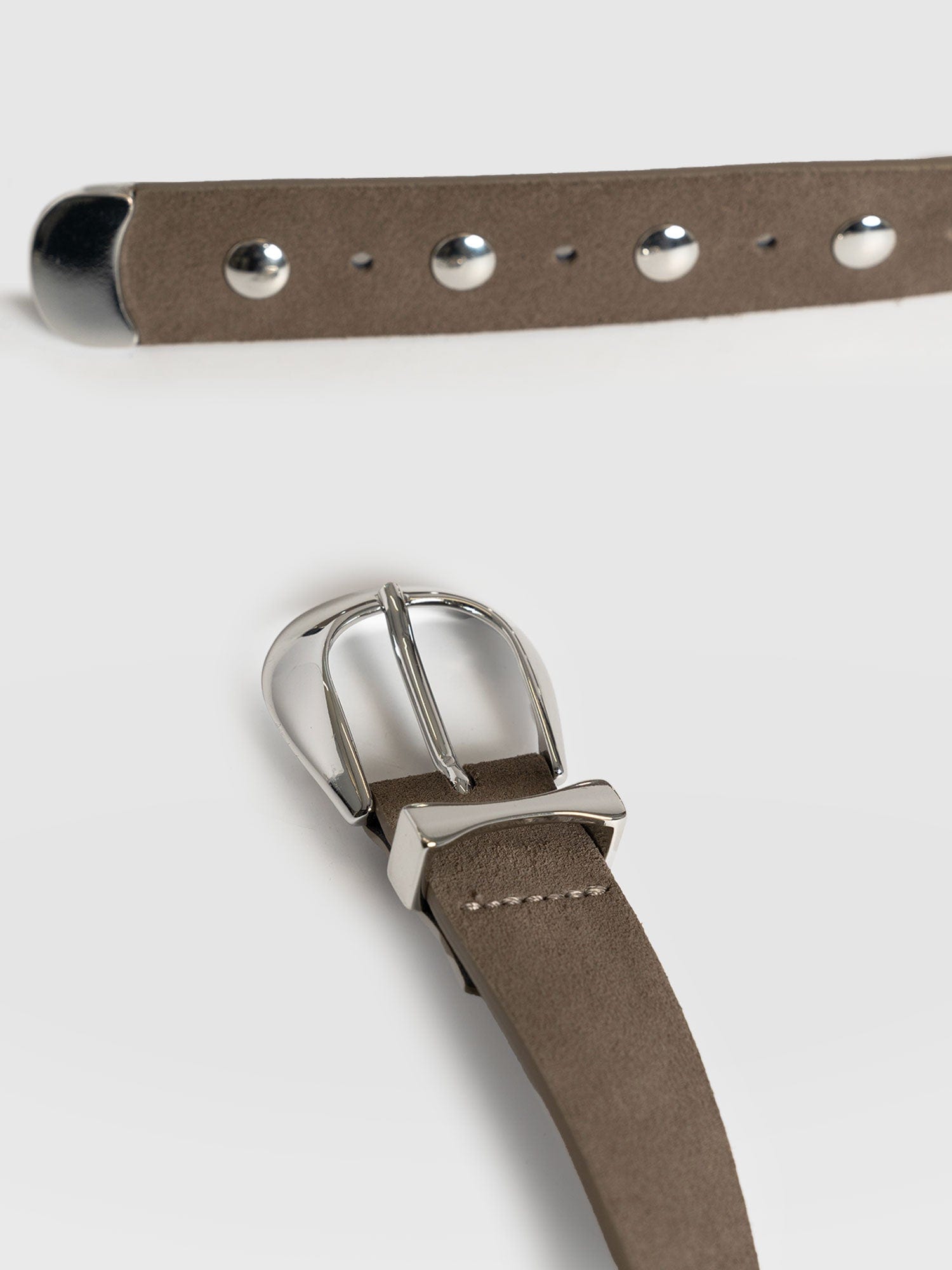 Roxie Studded Belt Taupe - Leather Belts | Saint + Sofia® UK