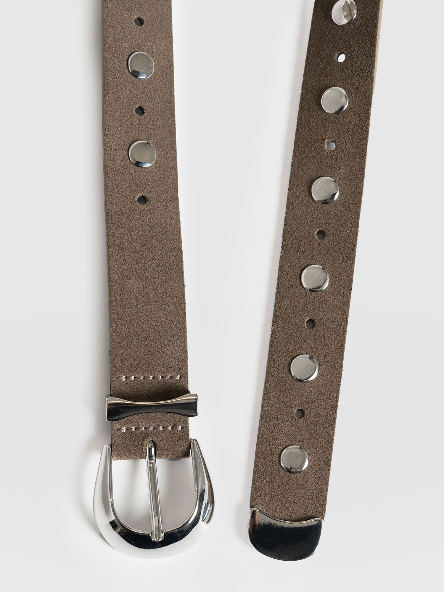 Roxie Studded Belt Taupe - Leather Belts | Saint + Sofia® UK