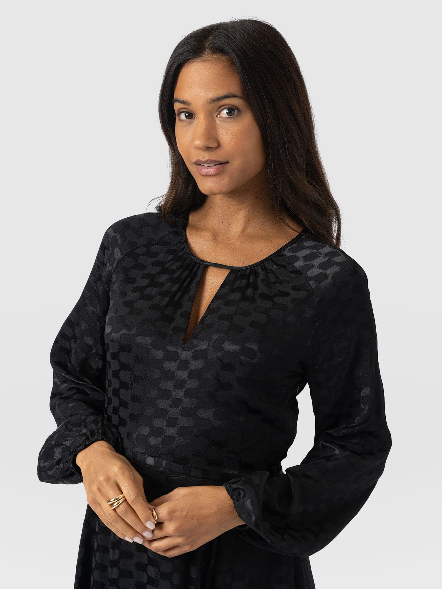 Ruby Flare Maxi Dress - Black Jacquard - Women's Dresses | Saint + Sofia® UK