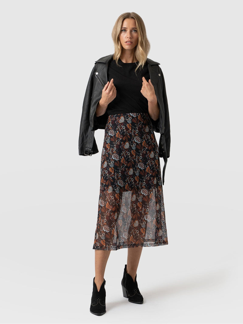 Runway Mesh Skirt - 70's Paisley