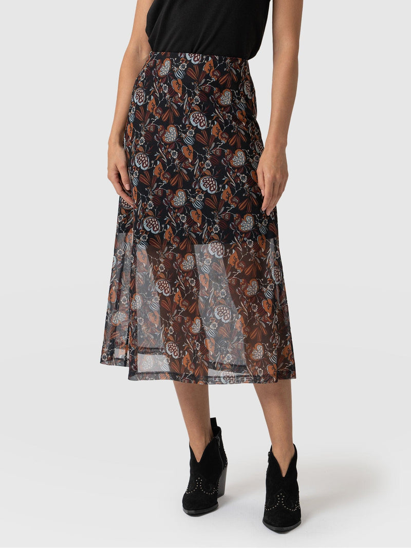 Runway Mesh Skirt - 70's Paisley