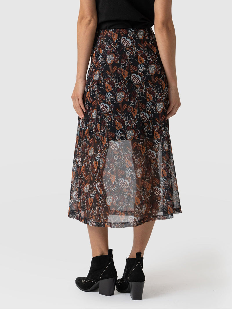 Runway Mesh Skirt - 70's Paisley