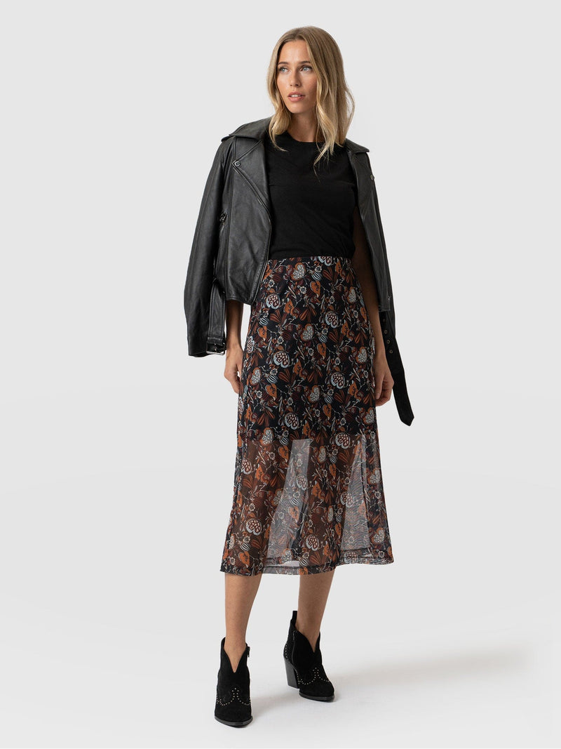 Runway Mesh Skirt - 70's Paisley