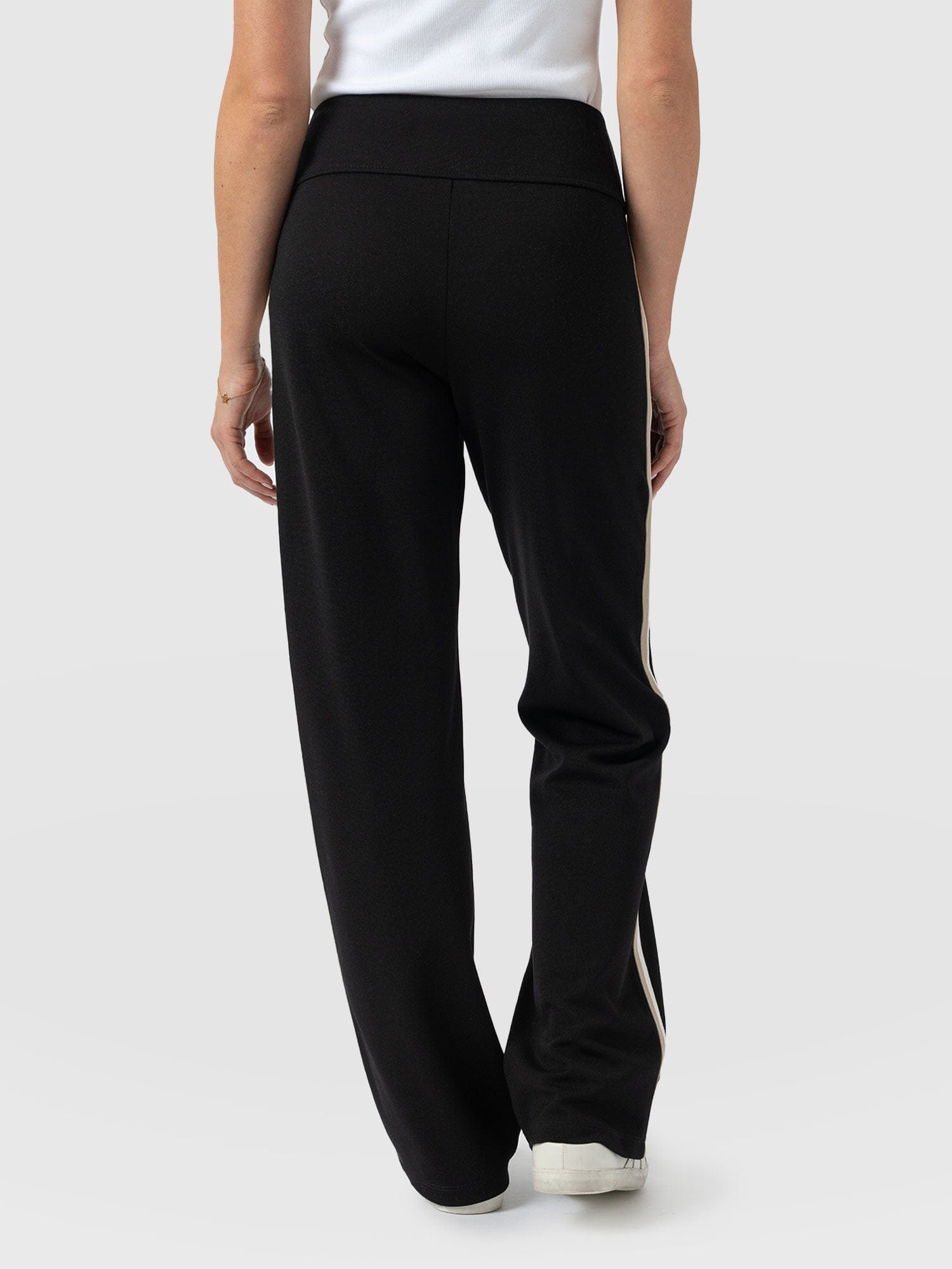Runway Pant - Black - Cream/Beige Stripe - Women's Trousers | Saint + Sofia® UK