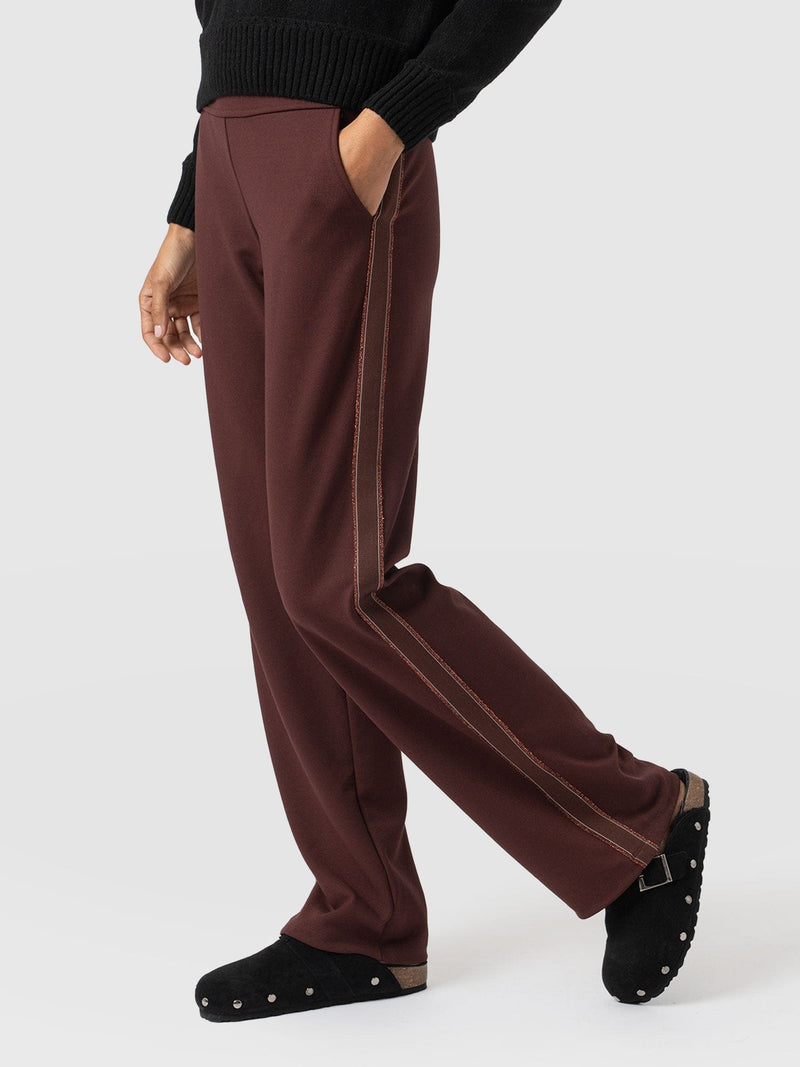 Runway Pant - Maroon - Bronze Stripe