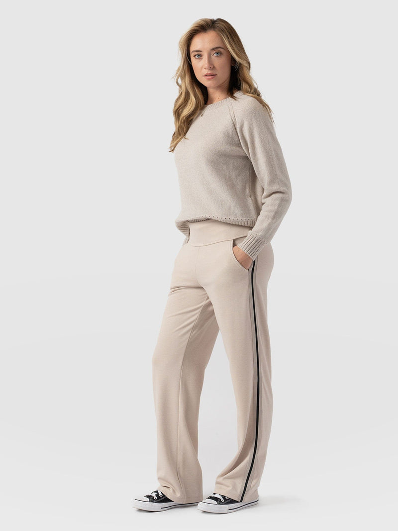 Runway Pant-Light Beige-Black/Cream Stripe