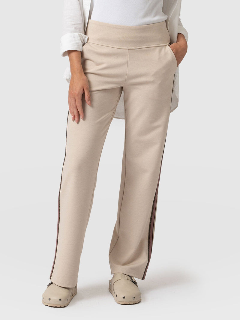 Runway Pant - Light Beige - Gold Lurex Stripe