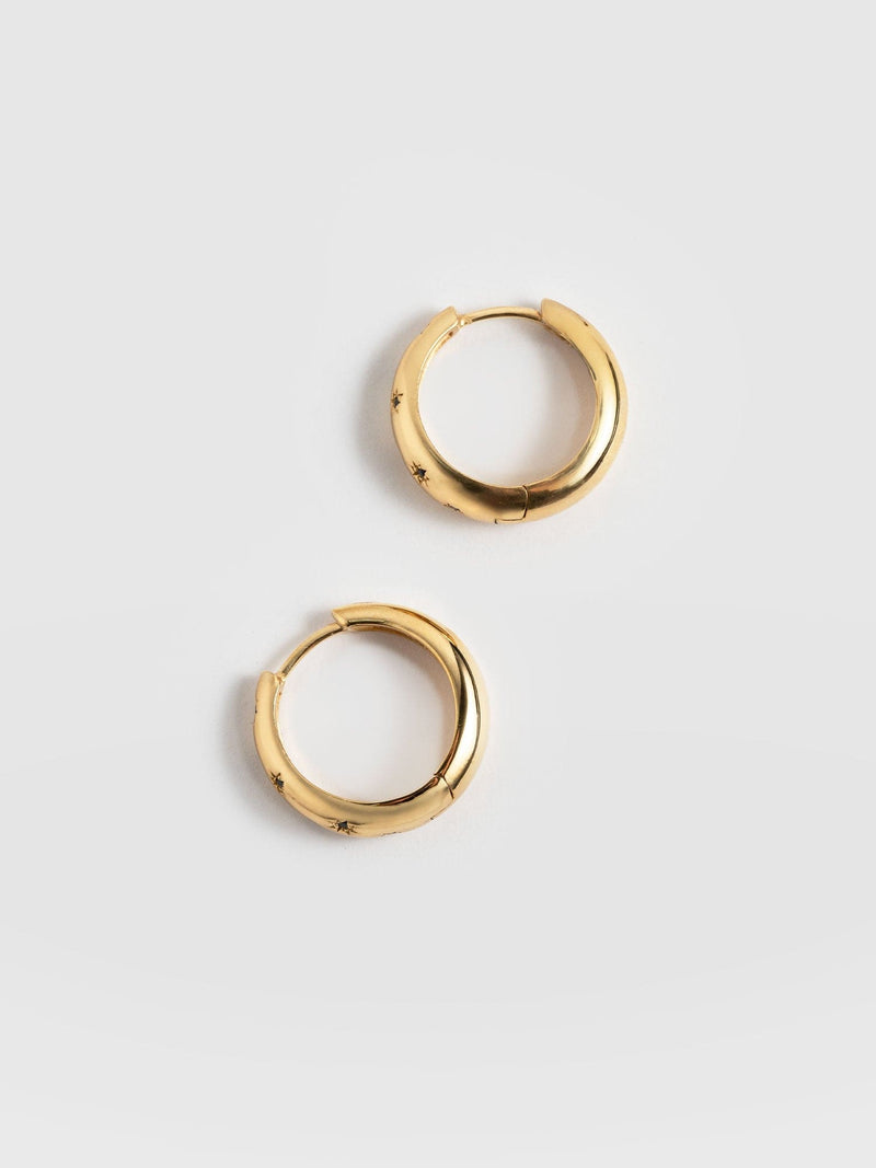 Scatter Star Hoop Earrings - Gold/Black