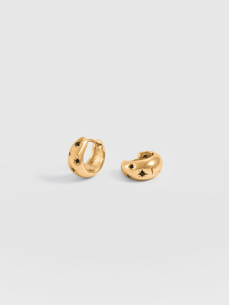 Scatter Star Huggie Earrings - Gold/Black