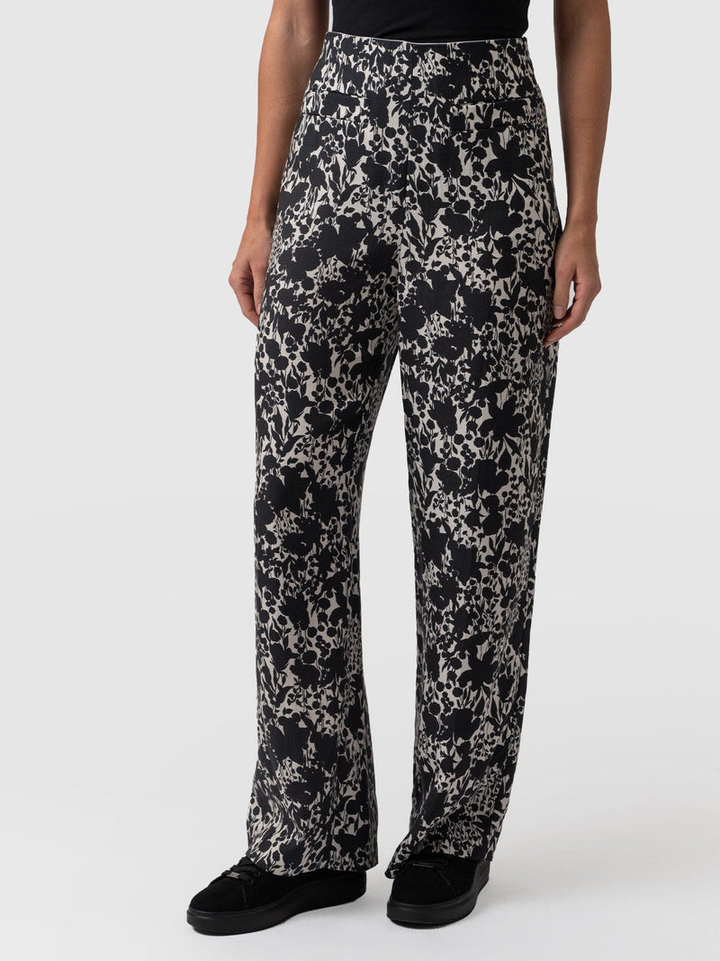 Sienna High Waisted Pant - Black Cream Floral