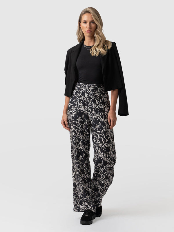 Sienna High Waisted Pant - Black Cream Floral