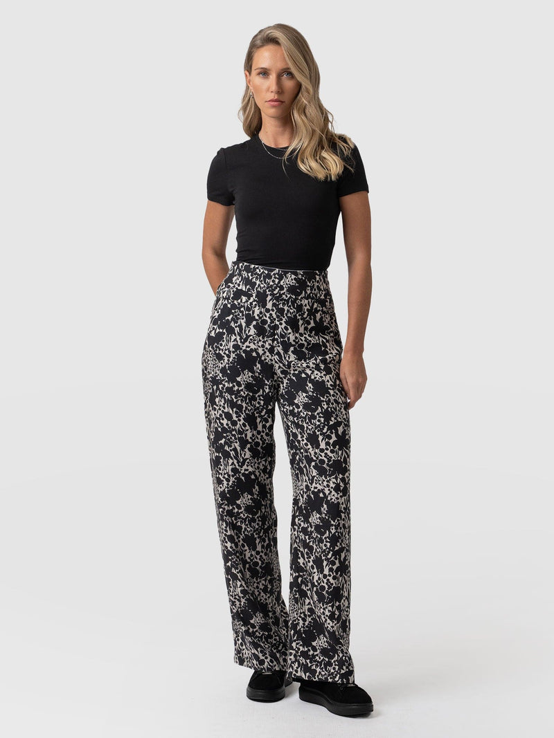 Sienna High Waisted Pant - Black Cream Floral