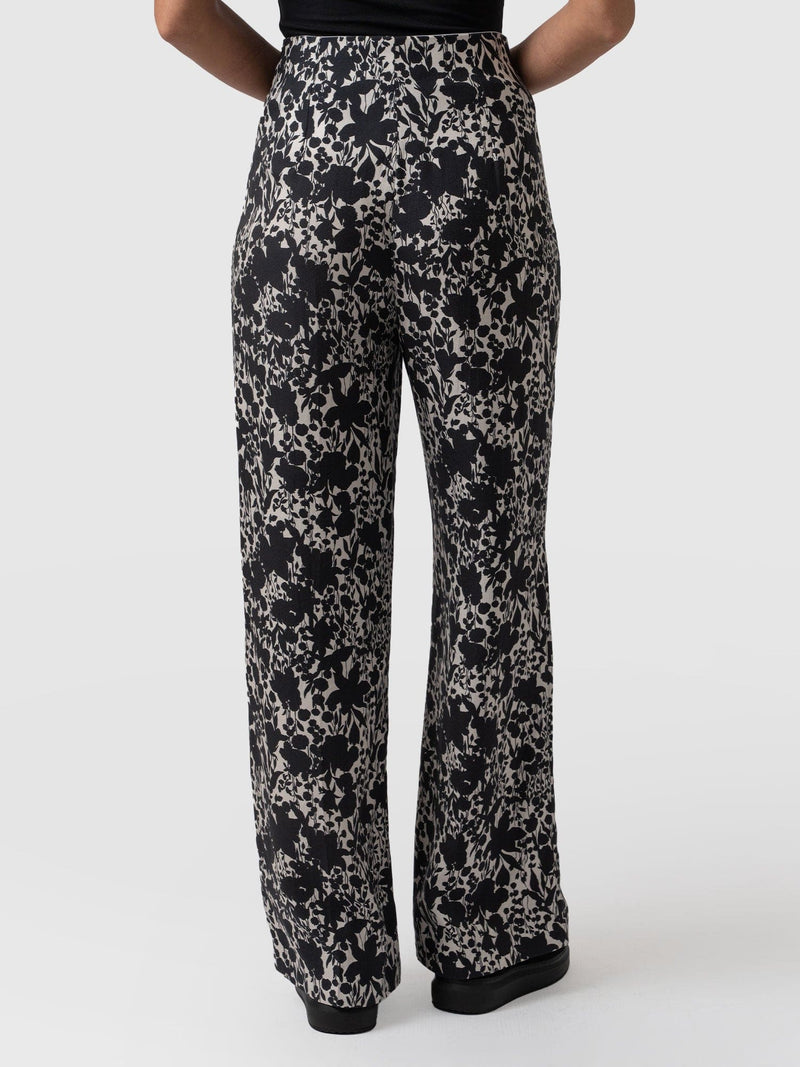 Sienna High Waisted Pant - Black Cream Floral