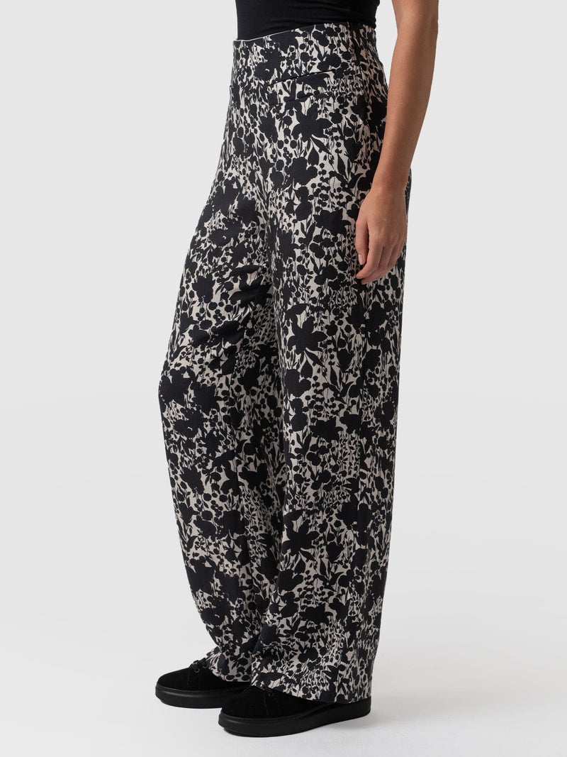 Sienna High Waisted Pant - Black Cream Floral