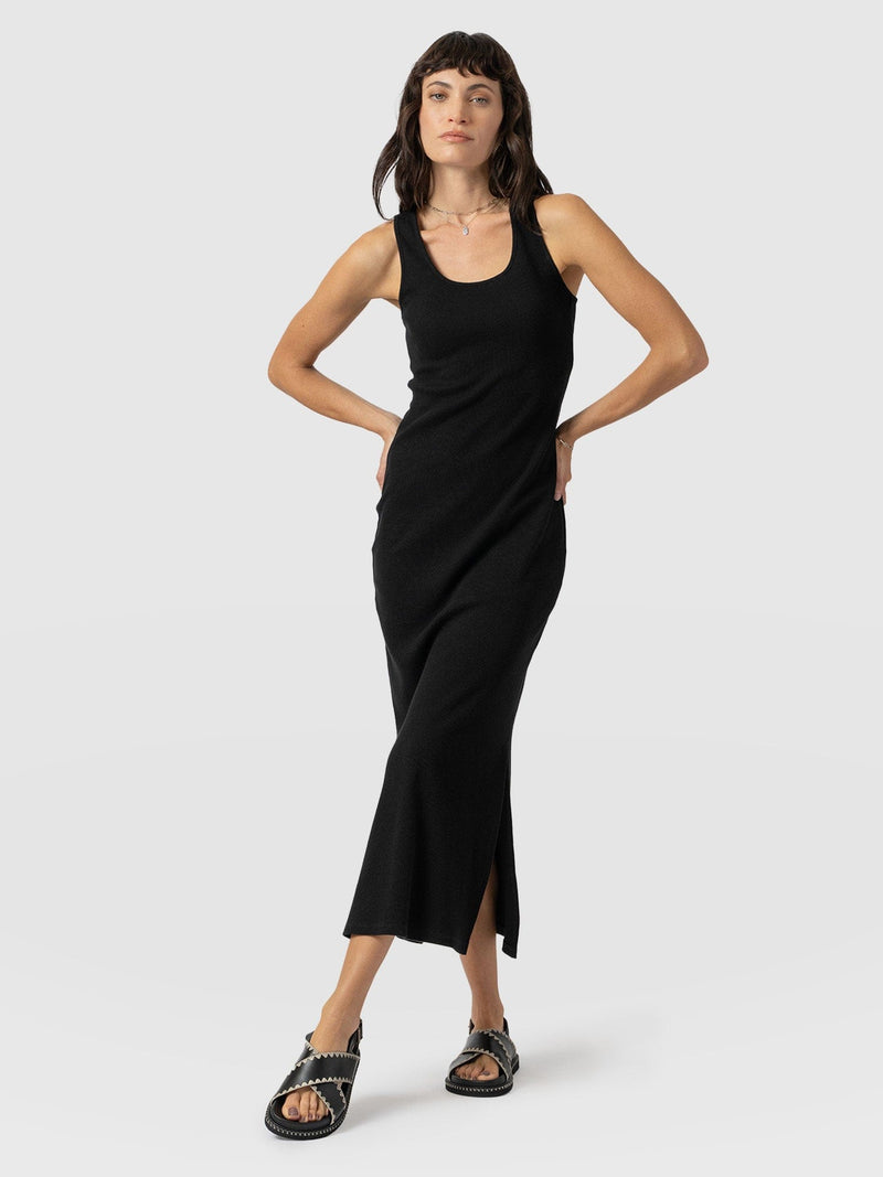 Sleeveless Rib Dress - Black