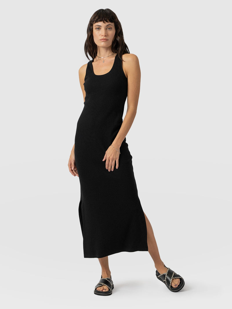 Sleeveless Rib Dress - Black