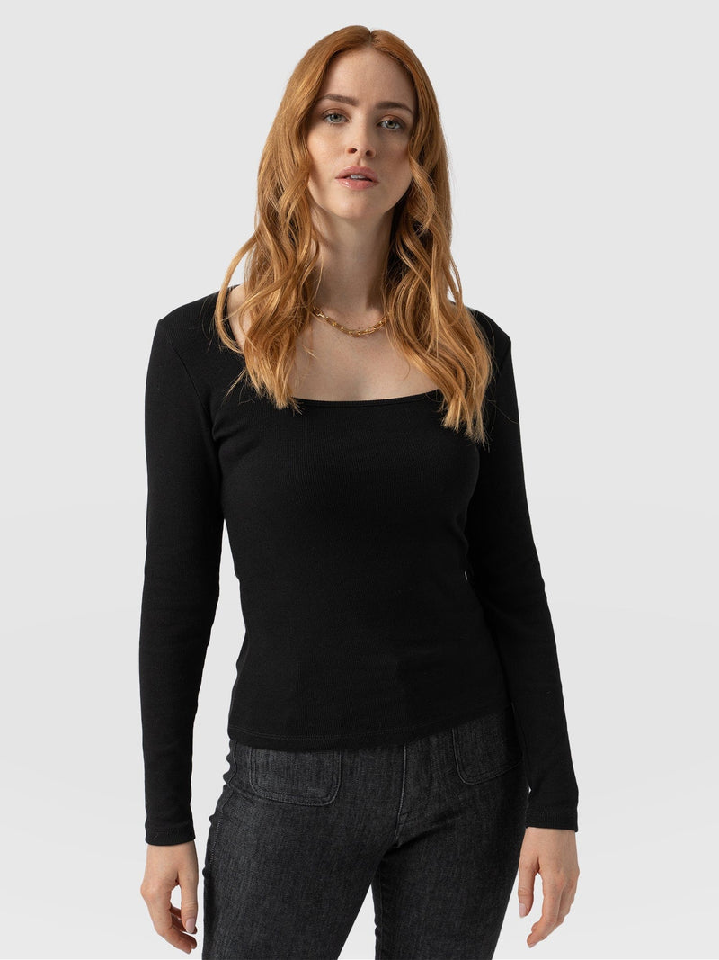 Sloane Ribbed Top - Black