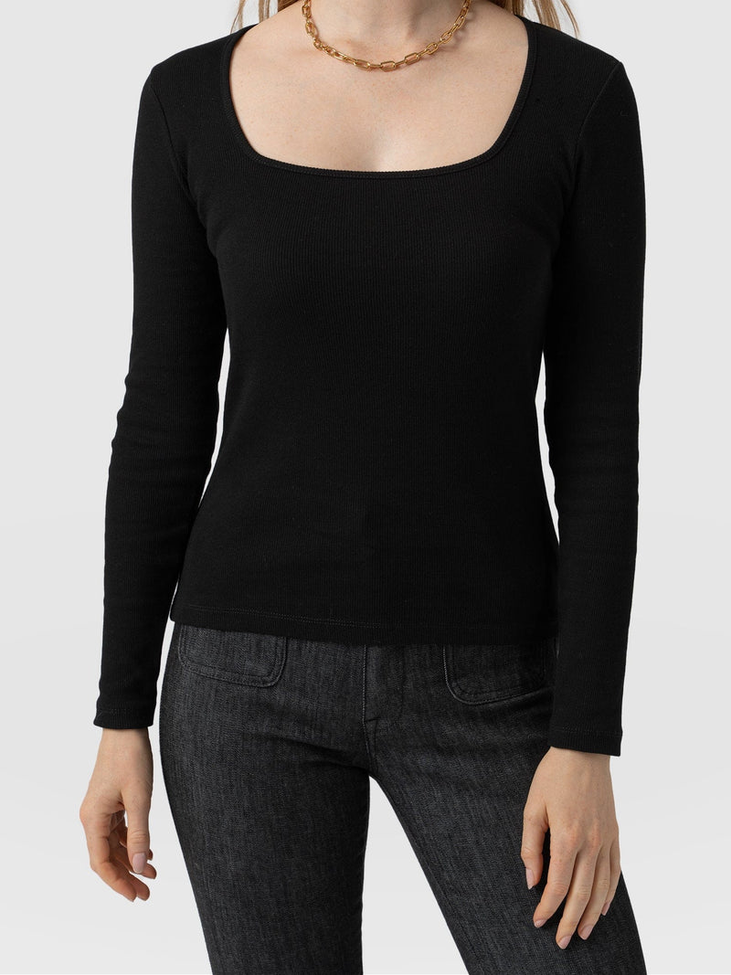 Sloane Ribbed Top - Black