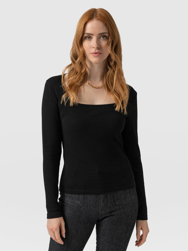 Sloane Ribbed Top - Black