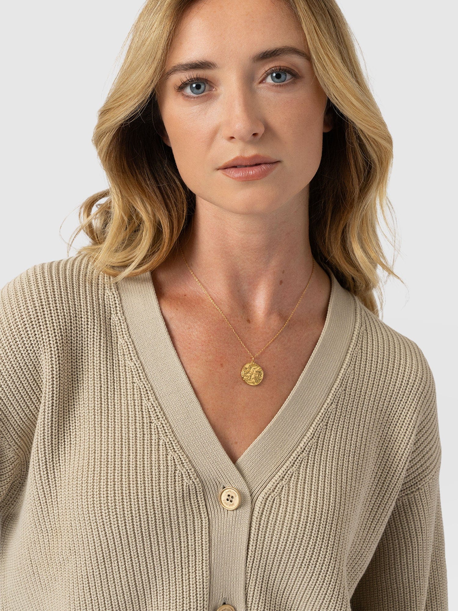 Soho Crop Cardigan Beige - Women's Cardigans | Saint + Sofia® UK