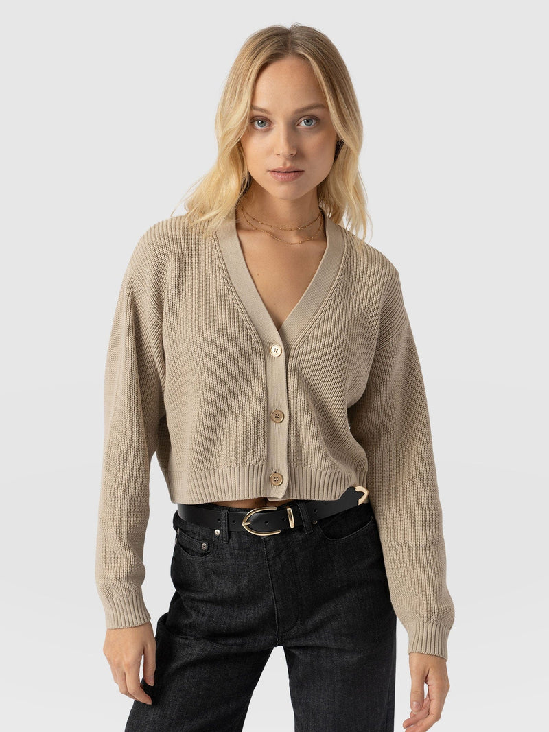 Soho Crop Cardigan - Beige