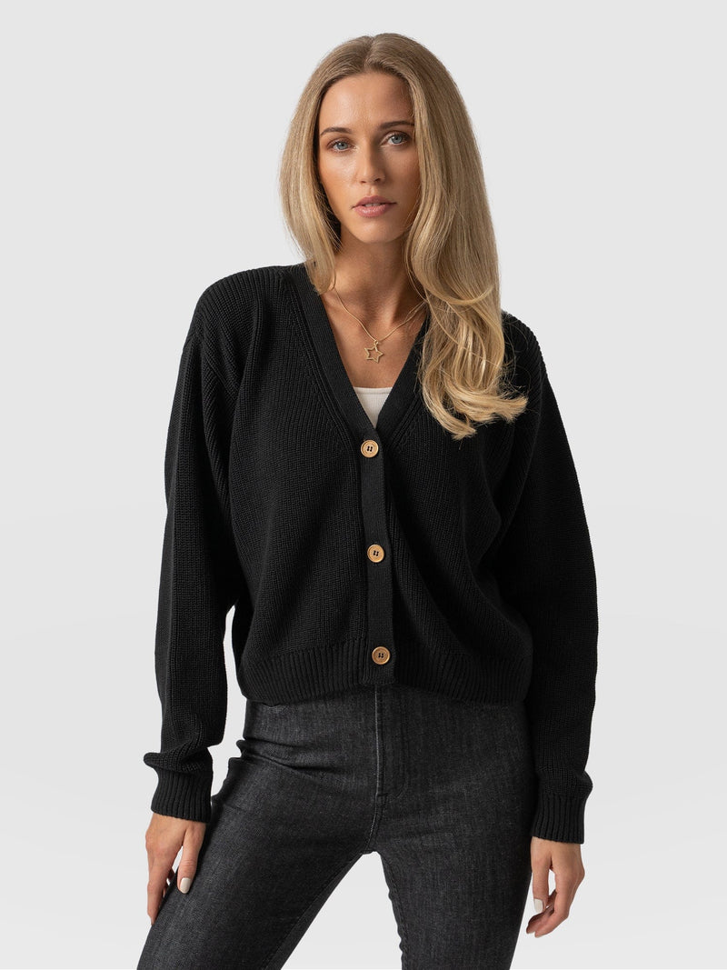 Soho Crop Cardigan - Black