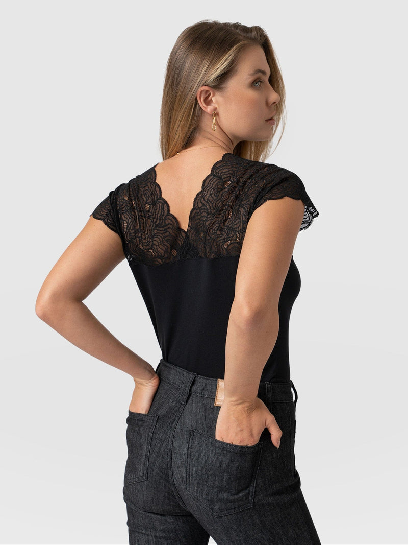 Sophia Lace Tee - Black