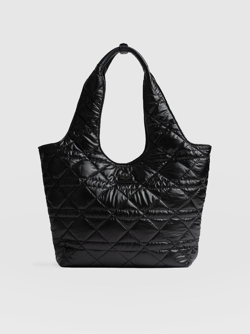 Stella Shoulder Tote Bag - Gloss Black