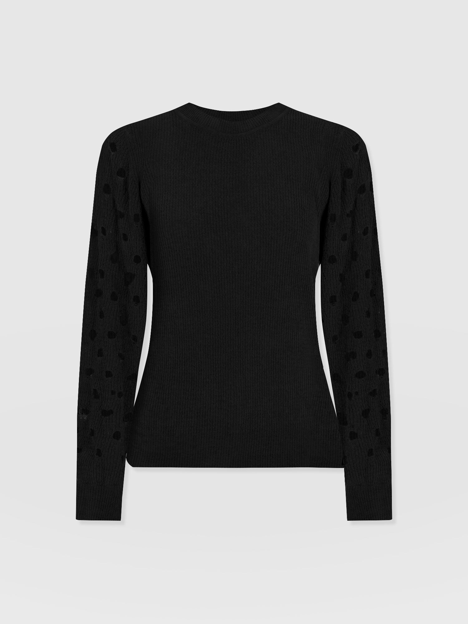 Suki Lace Hole Knit Black - Women's Knitwear | Saint + Sofia® UK