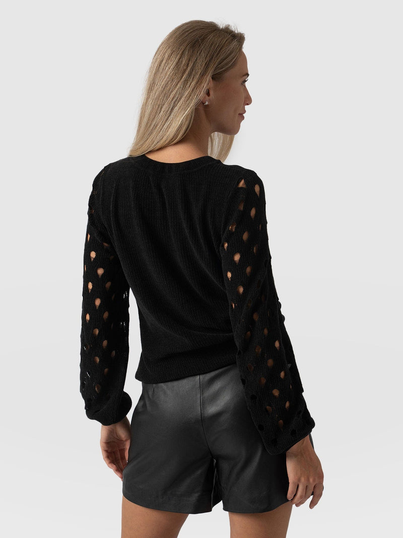 Suki Lace Hole Knit - Black