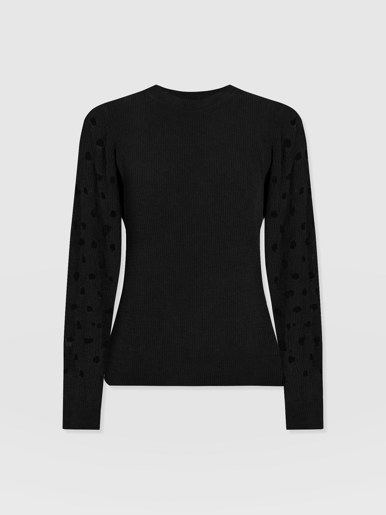 Suki Lace Hole Knit - Black