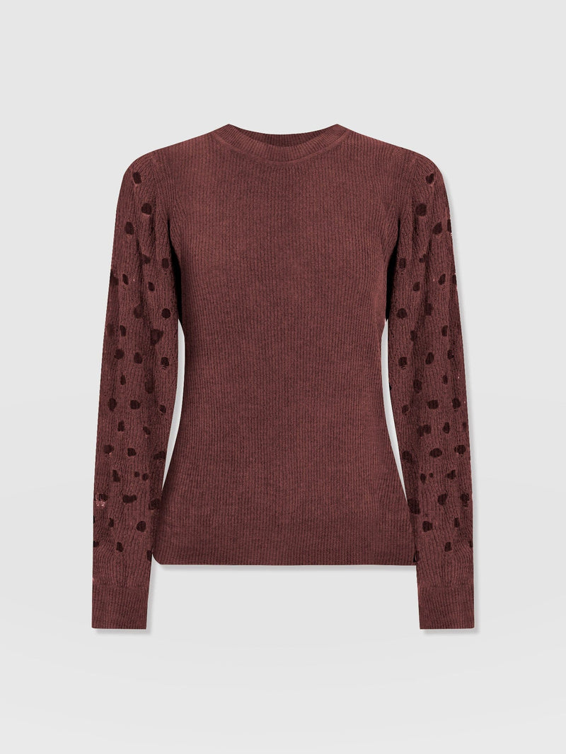 Suki Lace Hole Knit - Mauve - Women's Jumpers | Saint + Sofia® UK