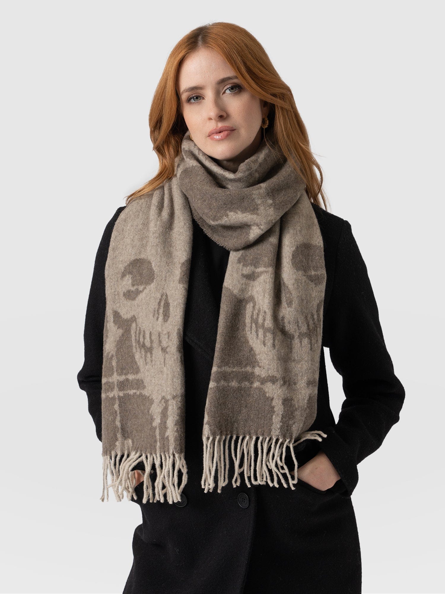 Sutton Skull Scarf Beige - Women's Scarves | Saint + Sofia® UK
