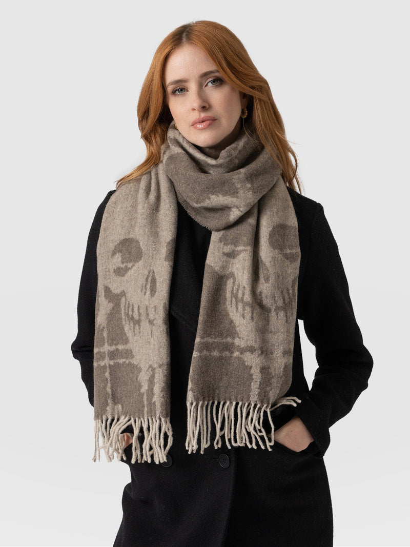 Sutton Skull Scarf - Beige