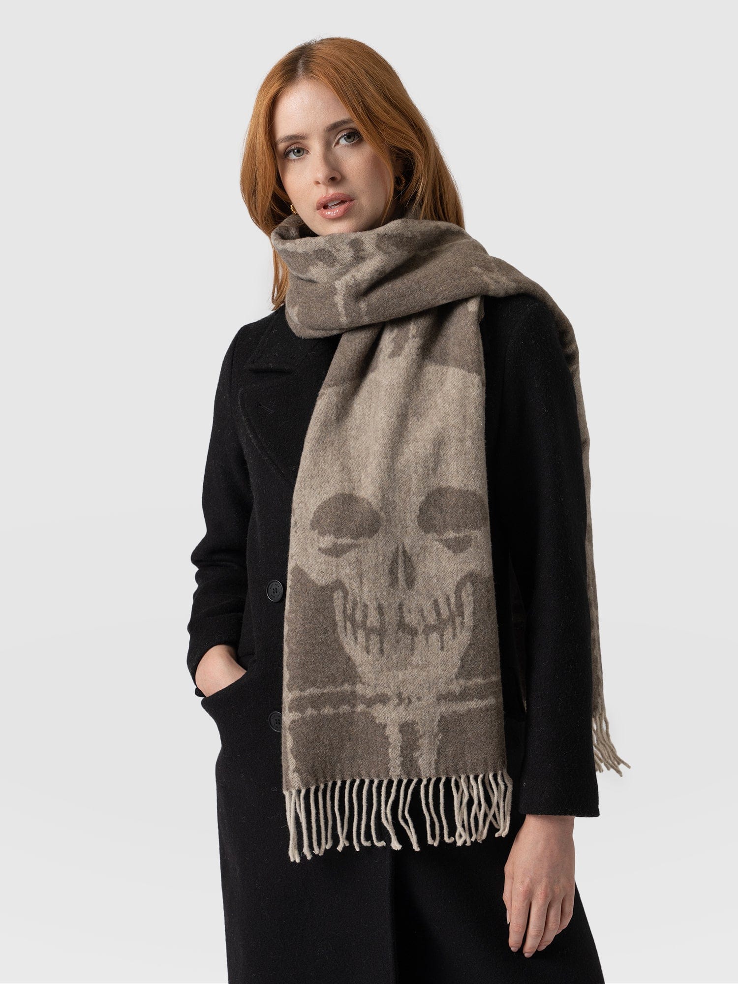 Sutton Skull Scarf Beige - Women's Scarves | Saint + Sofia® UK