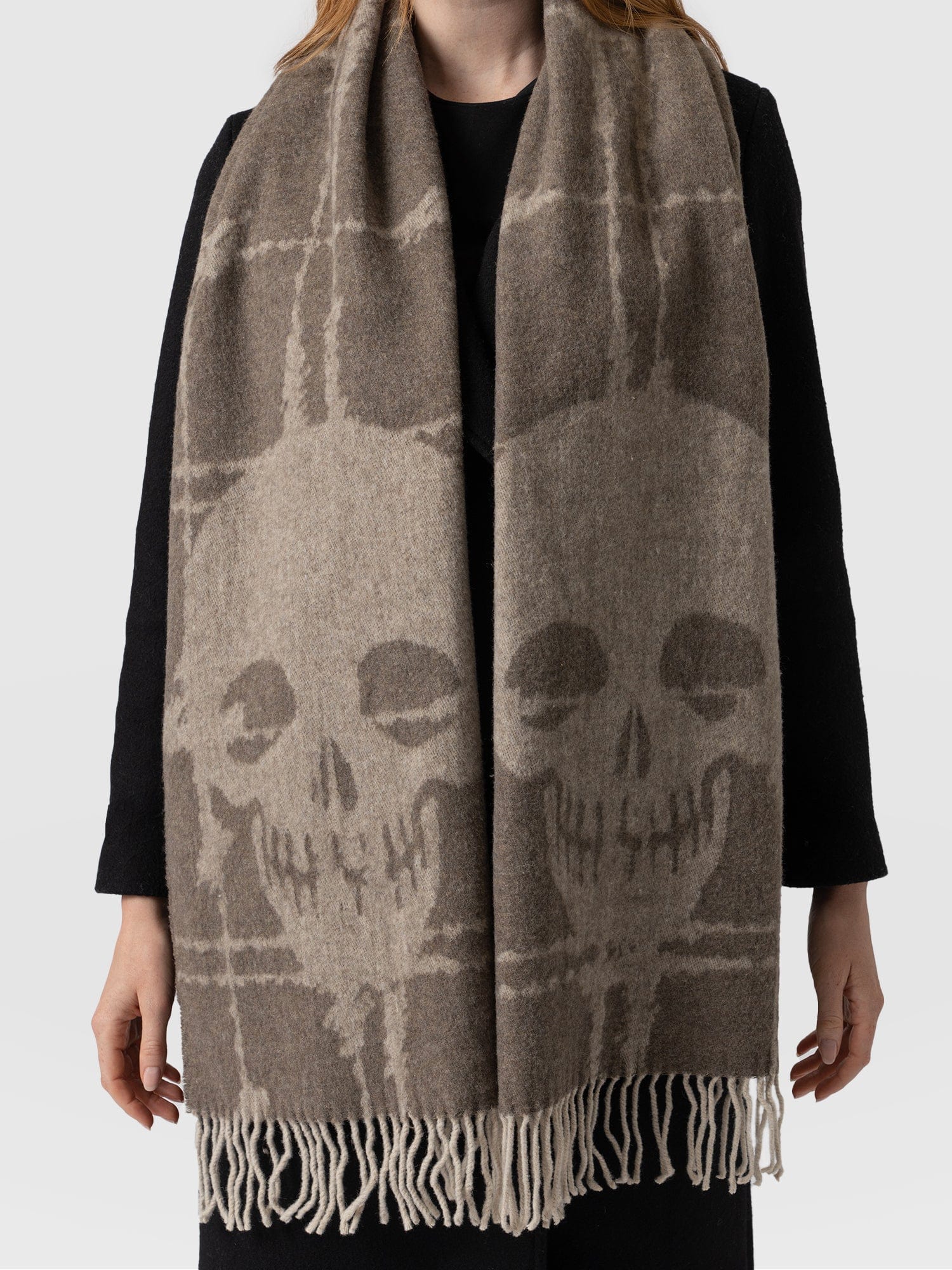 Sutton Skull Scarf Beige - Women's Scarves | Saint + Sofia® UK