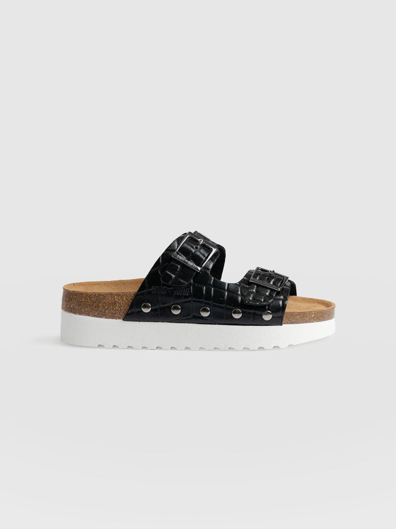 Sutton Slides - Black Croc