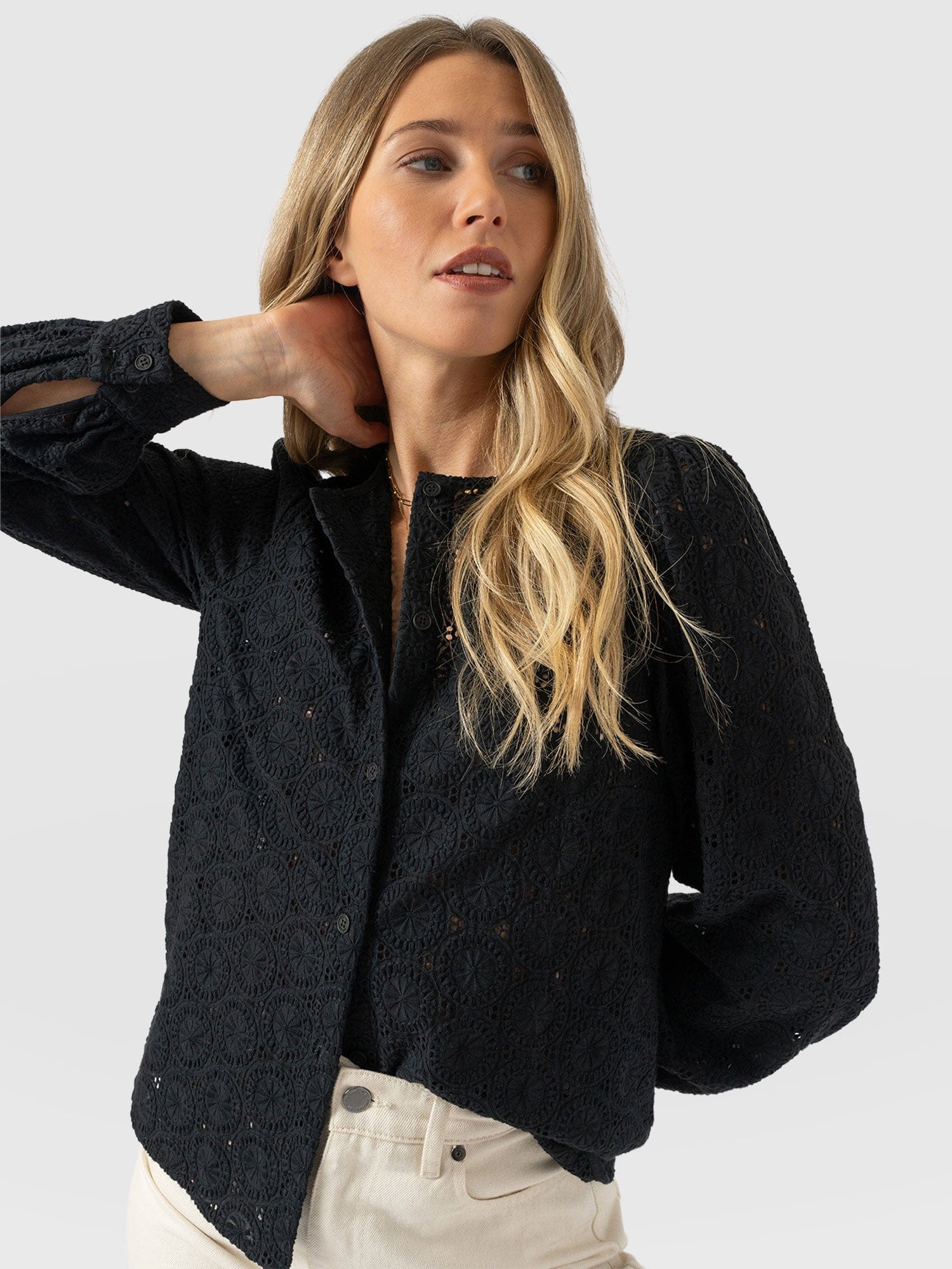 Tabitha Blouse - Black Broderie