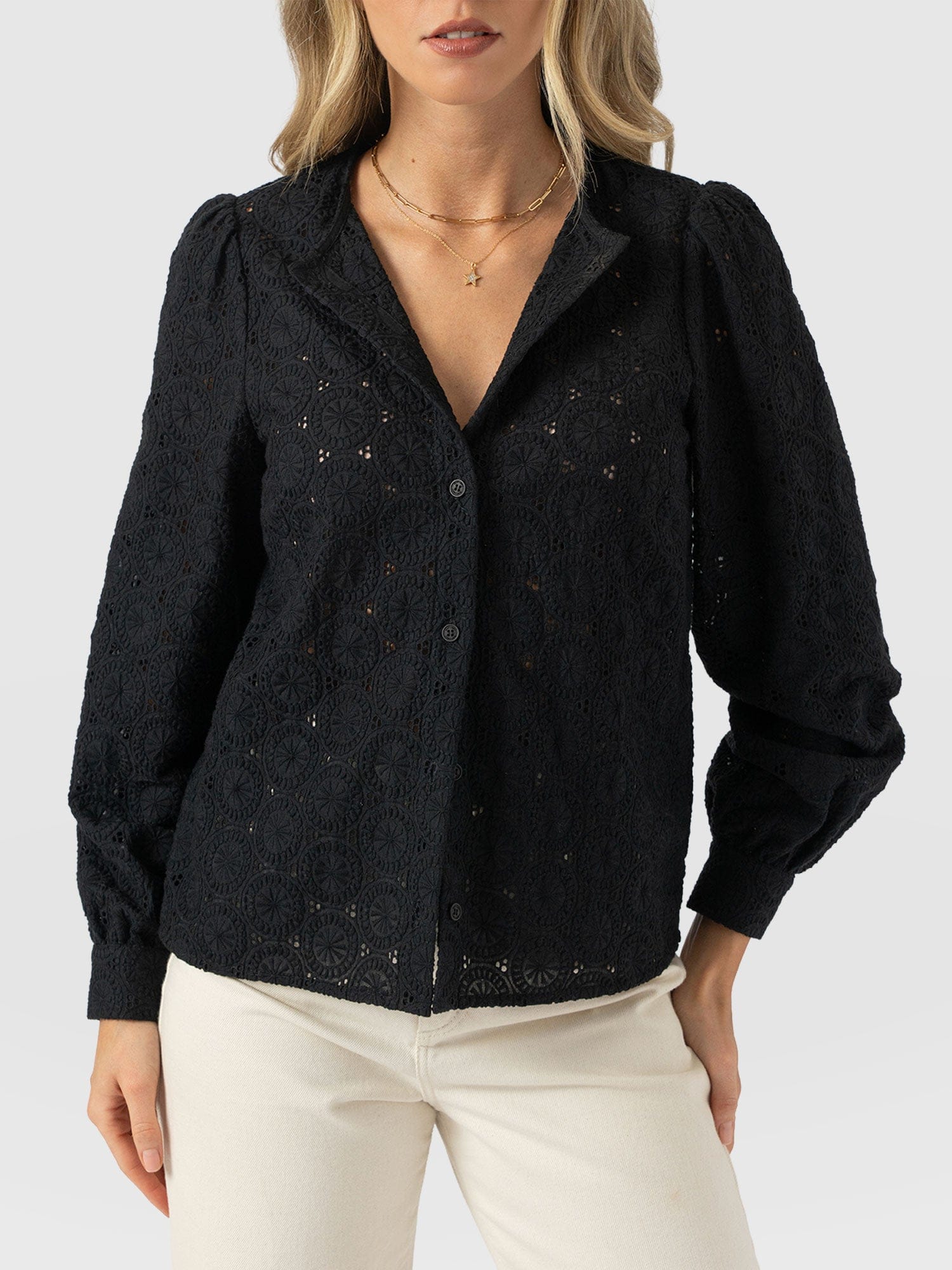 Tabitha Blouse - Black Broderie
