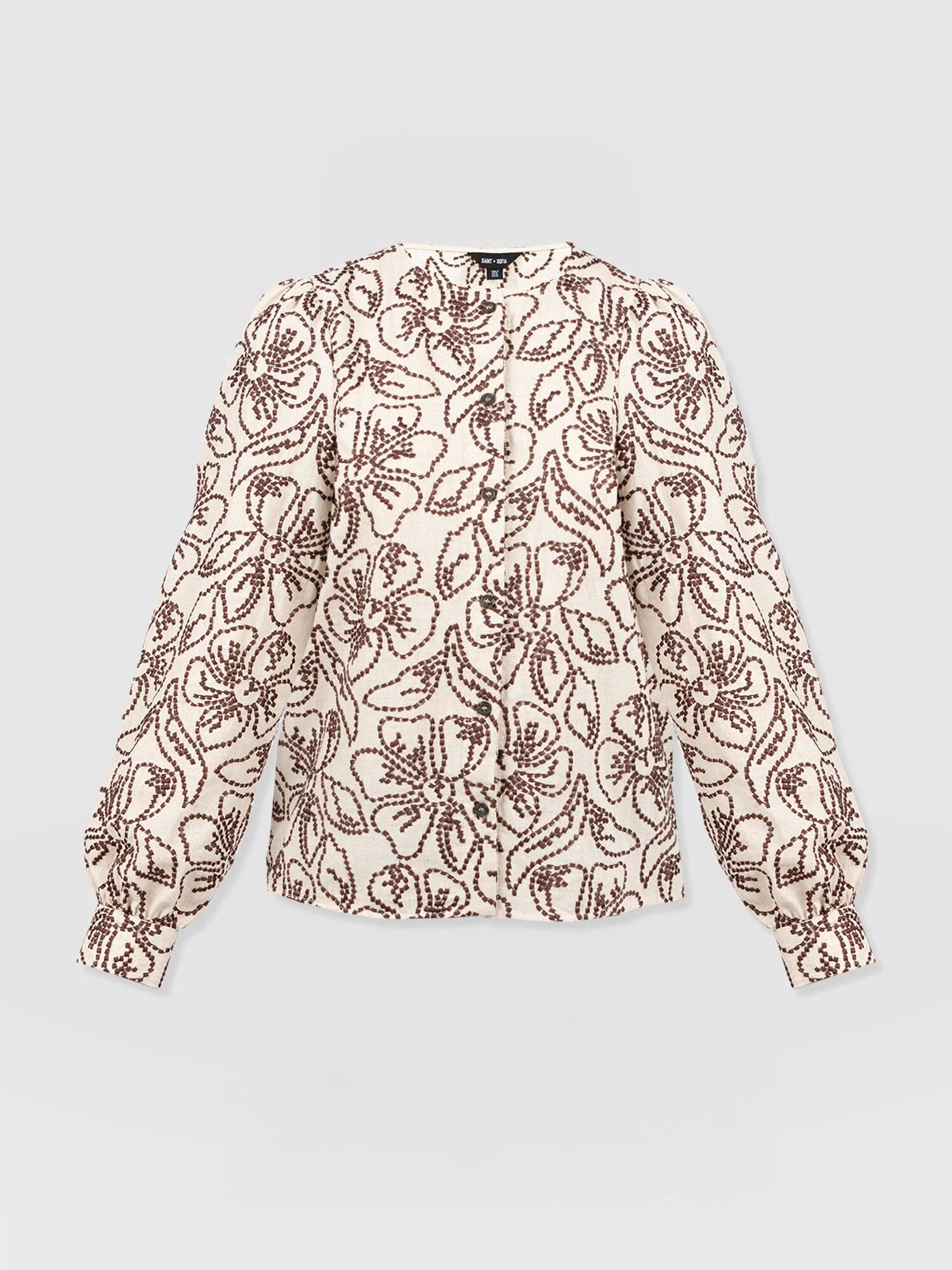Tabitha Blouse - Cream/Brown